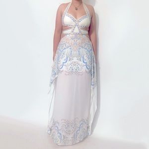 Bcbgmaxazria Evelina runway cut out embroidered maxi dress size 6